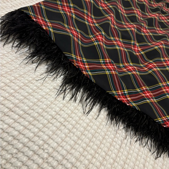 Plaid Sleeveless Dress with Feather Hem - Picture 4 of 10